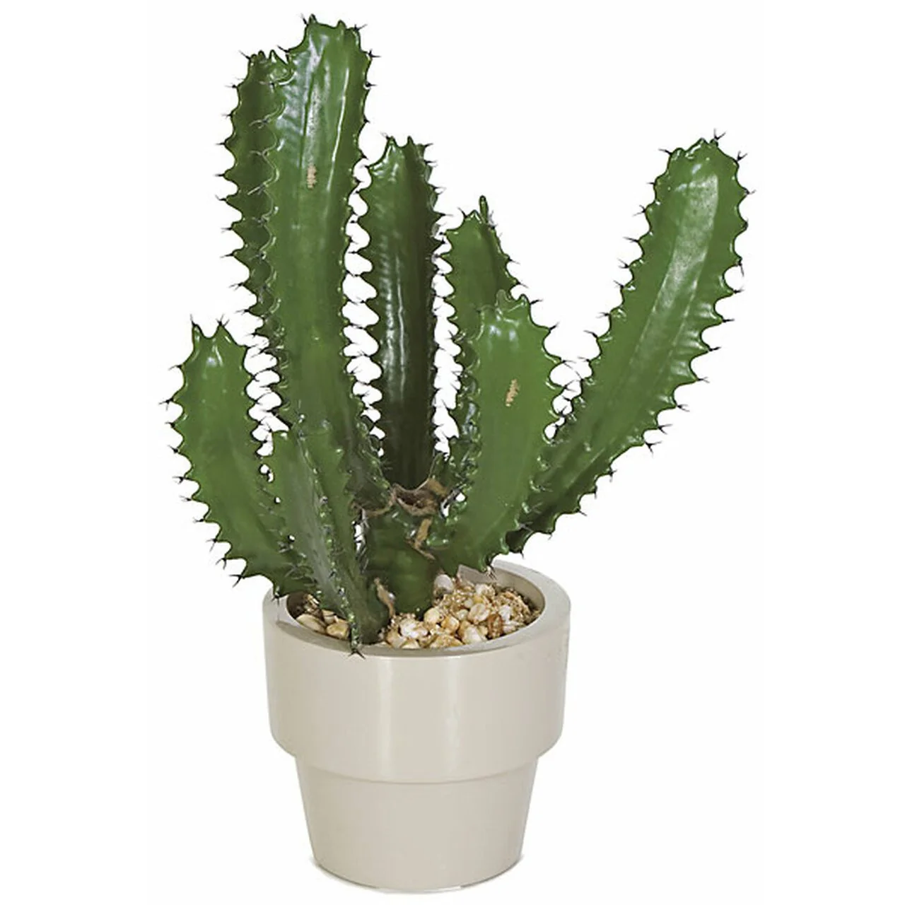 18" Finger Cactus Artificial Plant w/Ceramic Pot -Green
