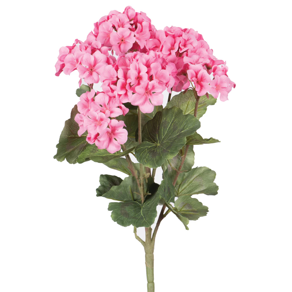 18" Geranium Silk Flower Bush -Coral (Pack of 8)