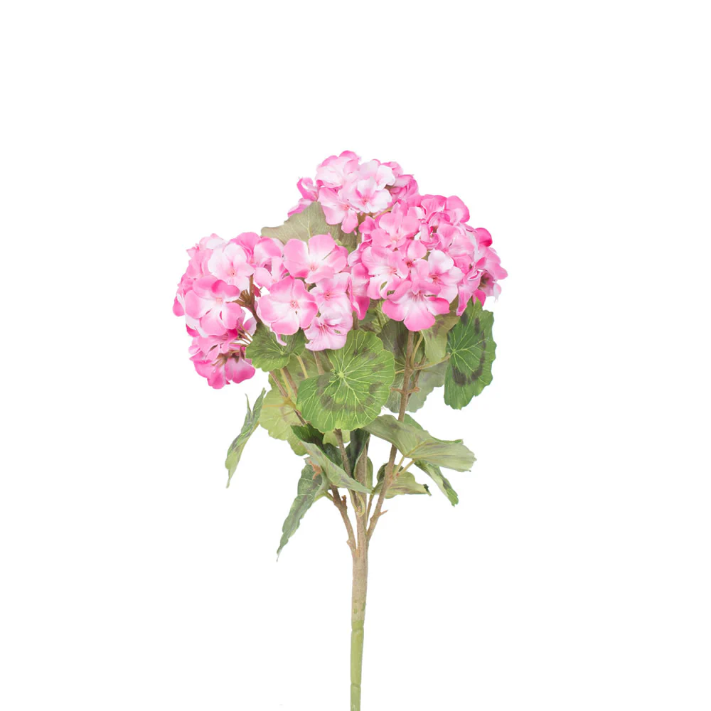 18" Geranium Silk Flower Bush -Light Pink (Pack of 8)