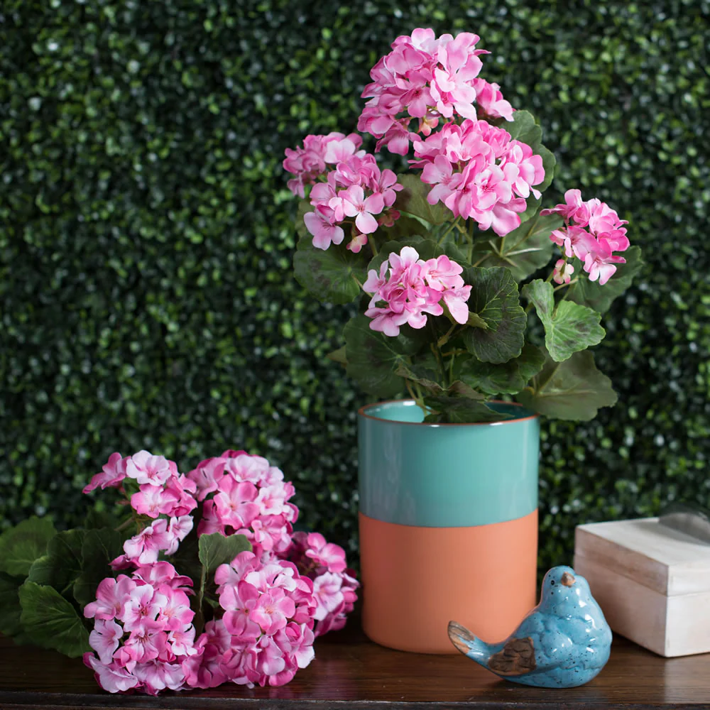 18" Geranium Silk Flower Bush -Light Pink (Pack of 8) - Image 3