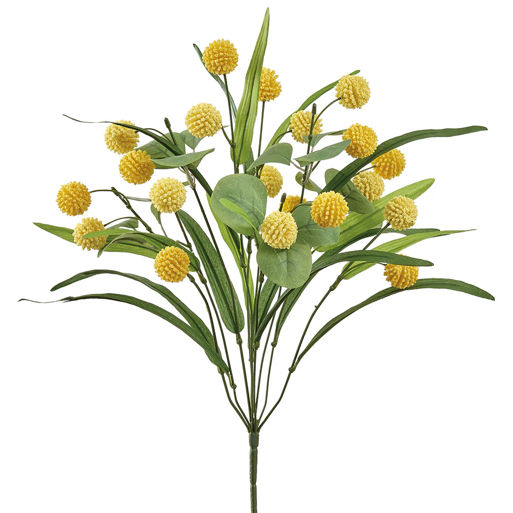 18" Globe Thistle Artificial Flower Bush -Yellow (Pack of 12)