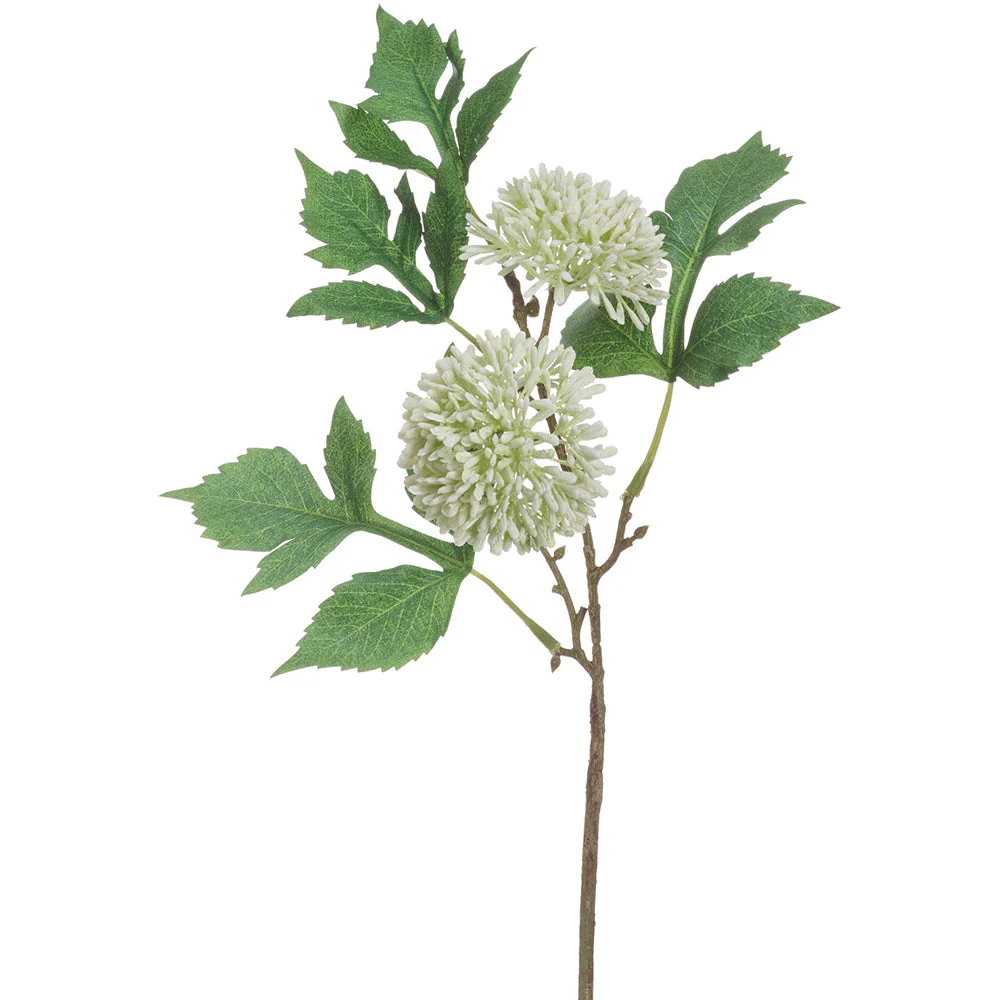 18" Globe Thistle Artificial Flower Stem -Cream/Green (Pack of 12)