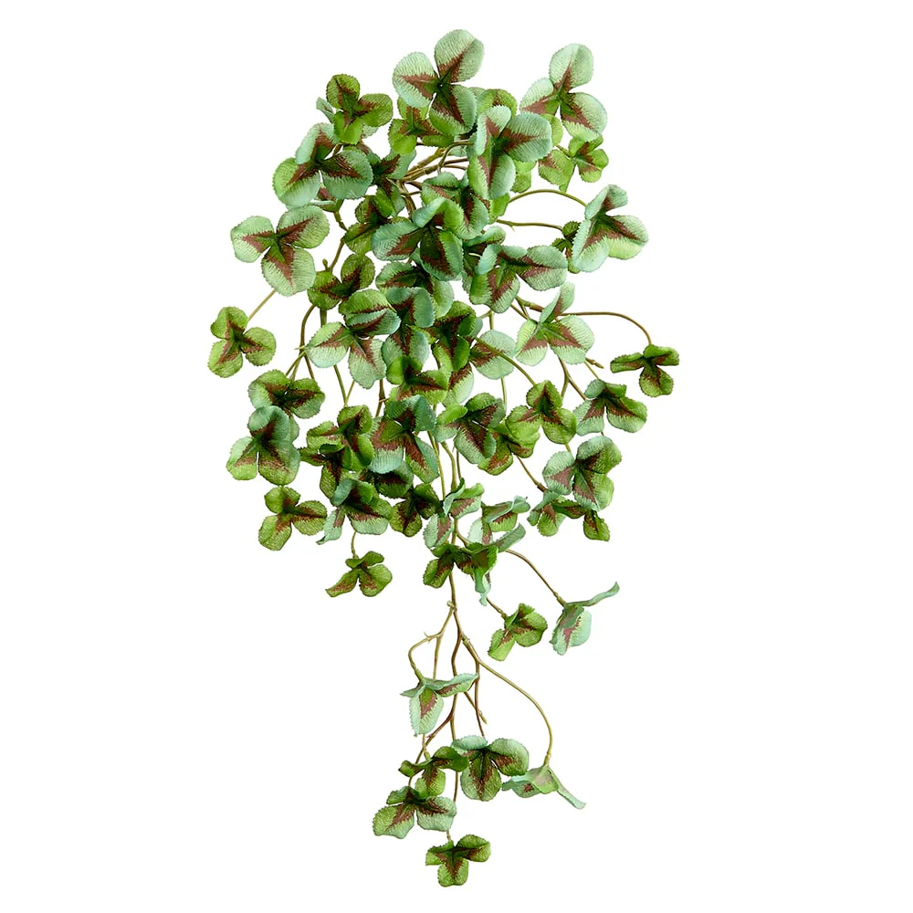 18" Hanging Artificial Oxalis Leaf Plant -Green/Burgundy (Pack of 12)