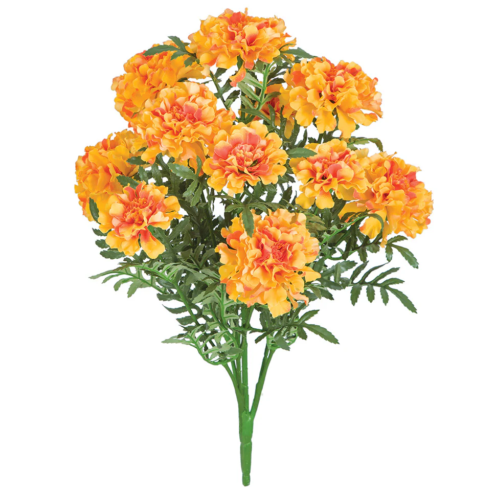 18" IFR Artificial Marigold Flower Bush -Orange (Pack of 6)