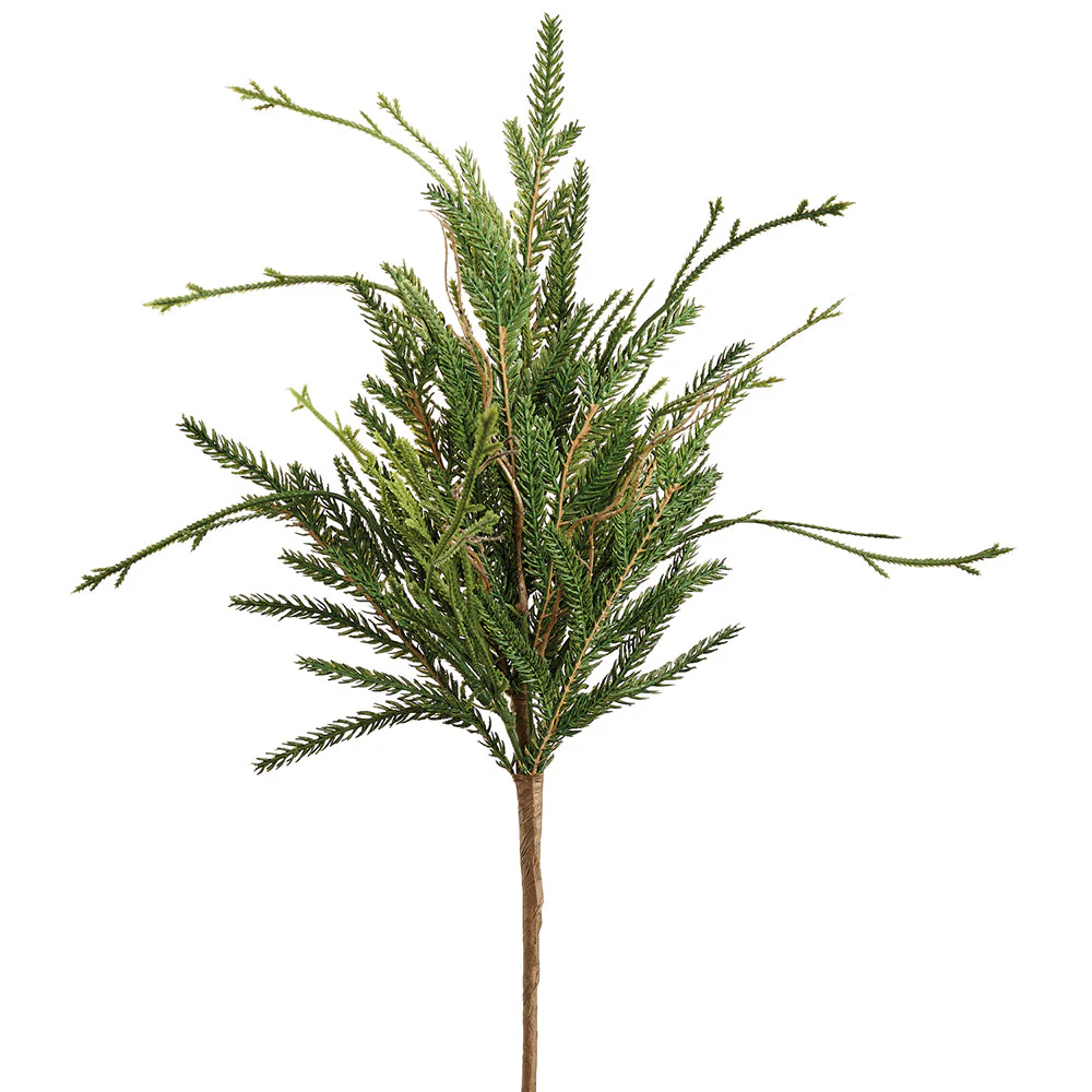 18" Mixed Pine, Club Moss & Fern Artificial Stem Pick -Green (Pack of 12)