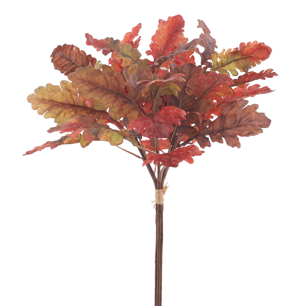 18" Oak Leaf Silk Stem Bundle -Burgundy/Brown (Pack of 12)