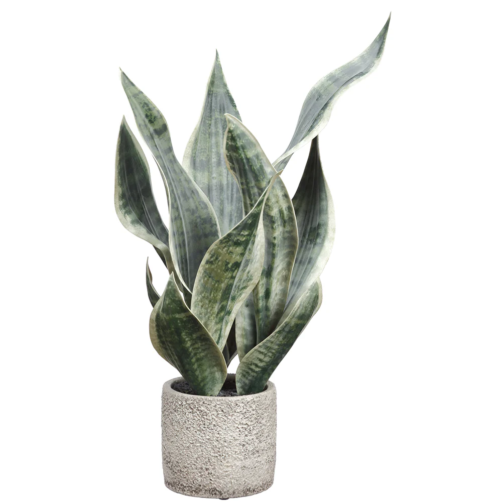 18" Sansevieria Snake Artificial Plant w/Pot -Green/Gray (Pack of 4)