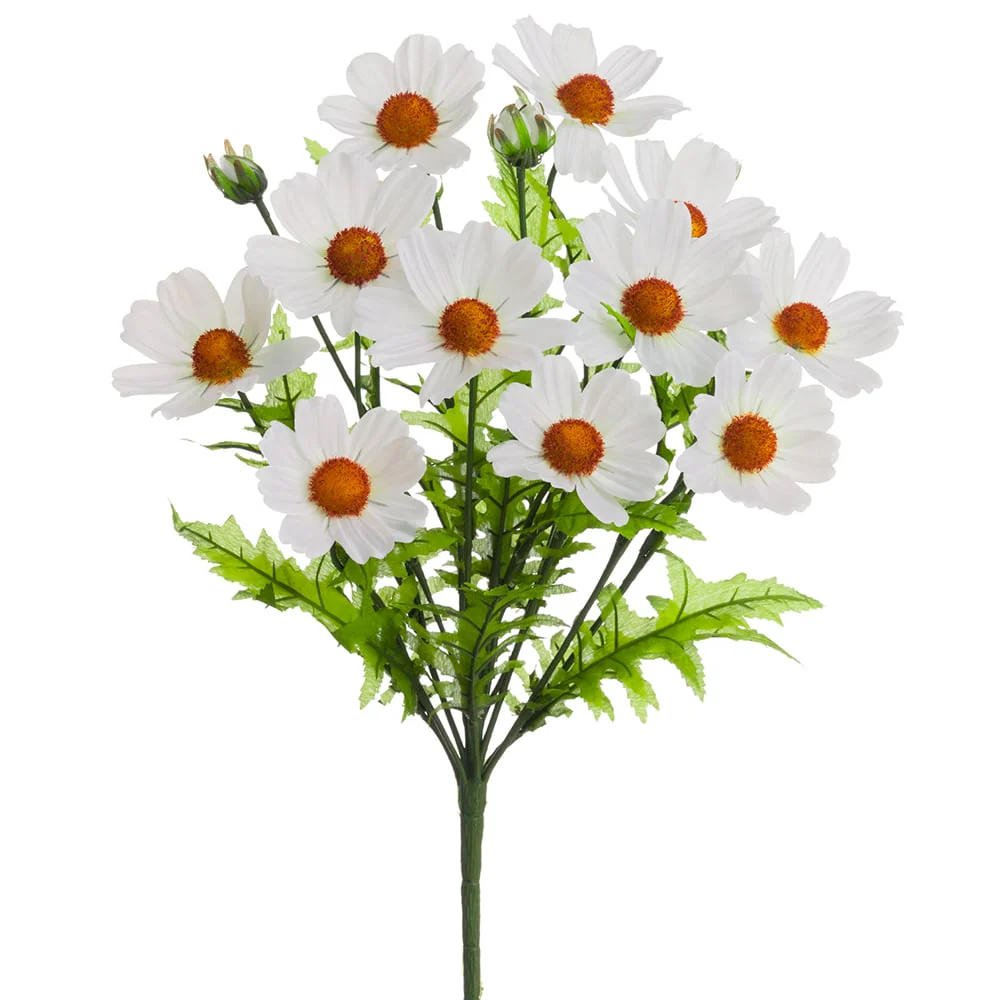 18" Silk Cosmos Flower Bush -White (Pack of 12)