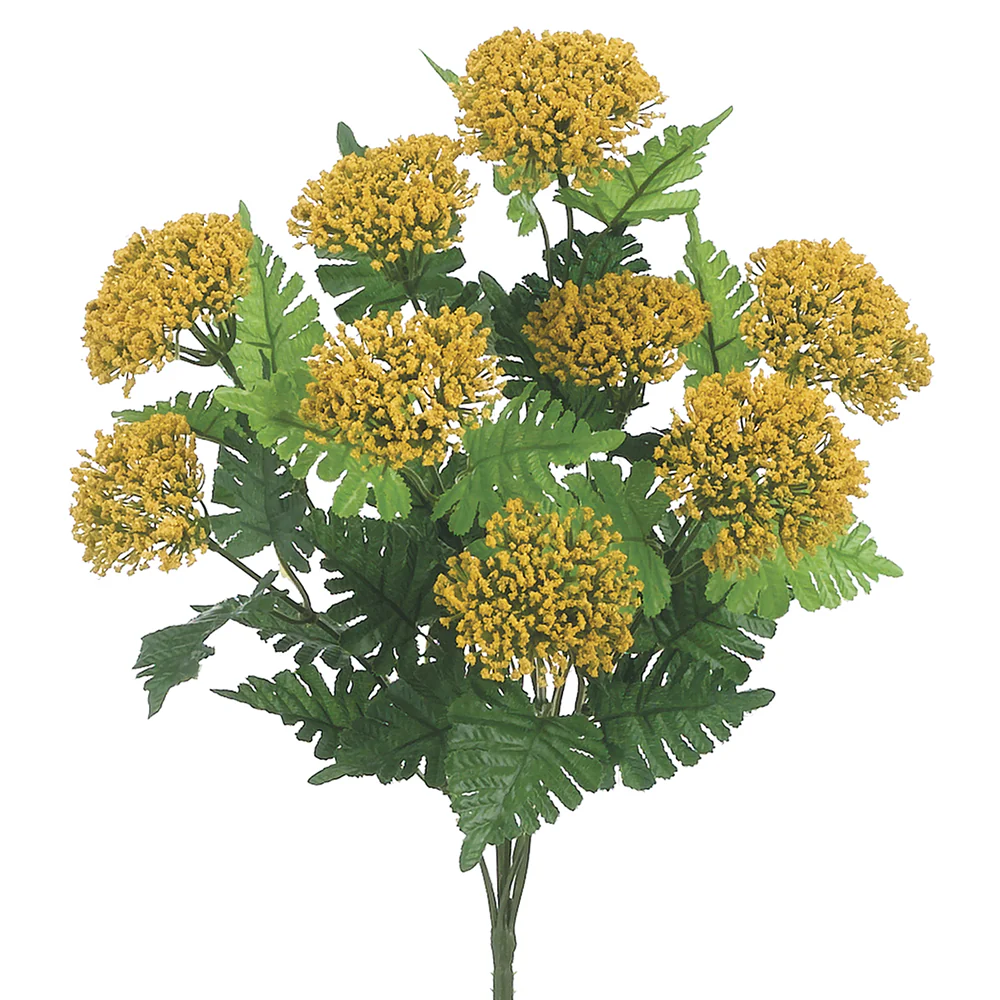 18" Silk Queen Anne's Lace Flower Bush -Yellow (Pack of 12)