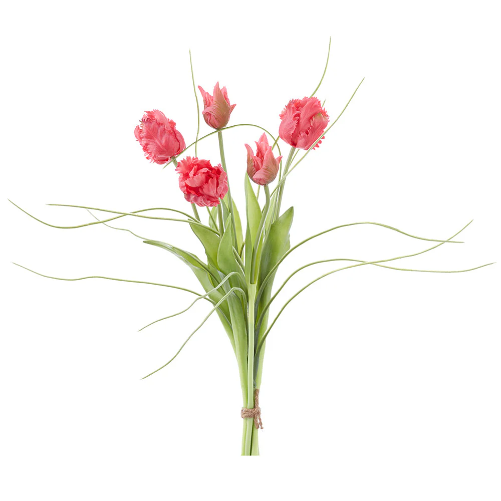 18" Tulip & Grass Silk Flower Stem Bundle -Beauty (Pack of 6)