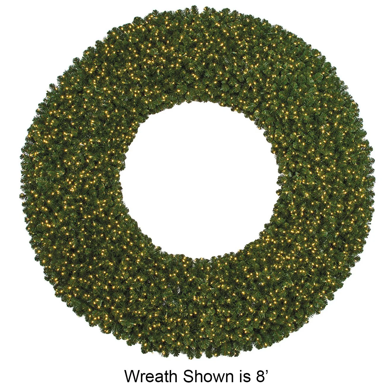 180" Commercial Outdoor Artificial Breckenridge Pine Wreath, LED Pre-Lit -Green