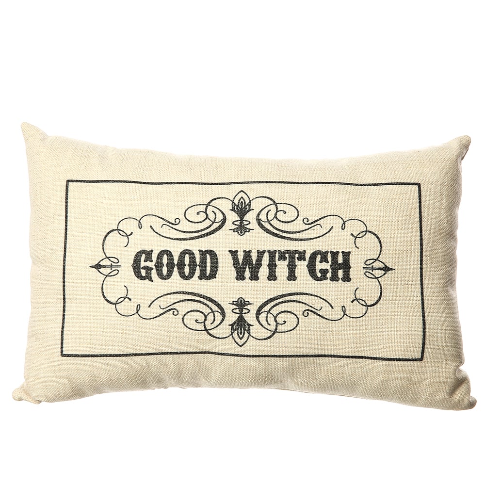 18"x12" Halloween Good Witch Pillow -Beige/Black (Pack of 8)
