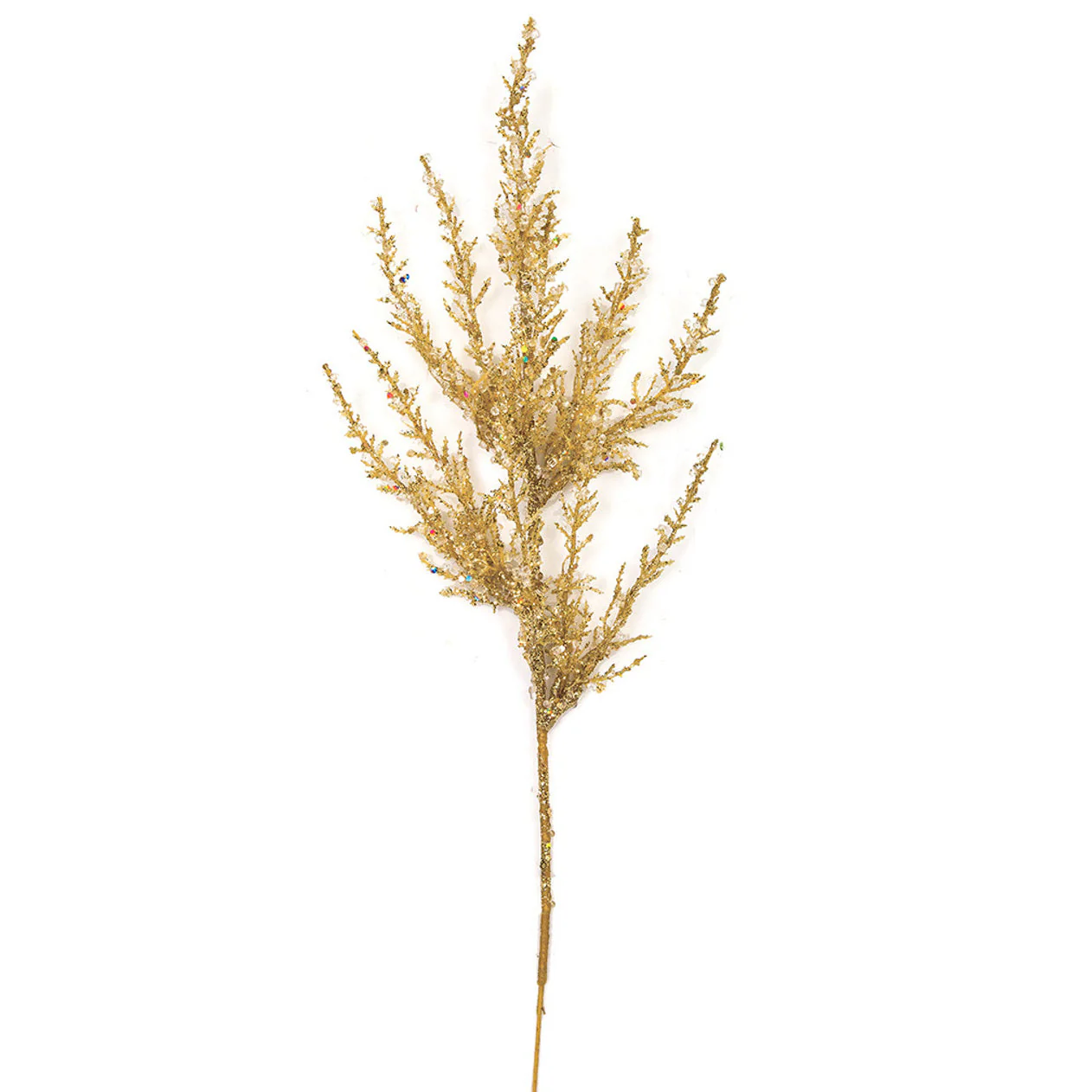 19.5" Glittered & Iced Artificial Pine Stem -Silver/White (Pack of 24)