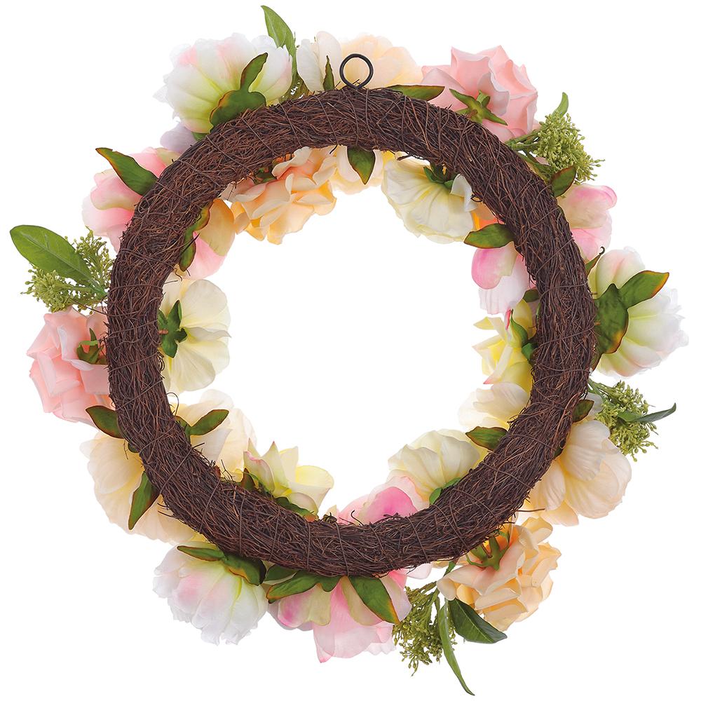 19.5" Mixed Silk Peony & Rose Flower Wreath -Mixed Colors (Pack of 2) - Image 2