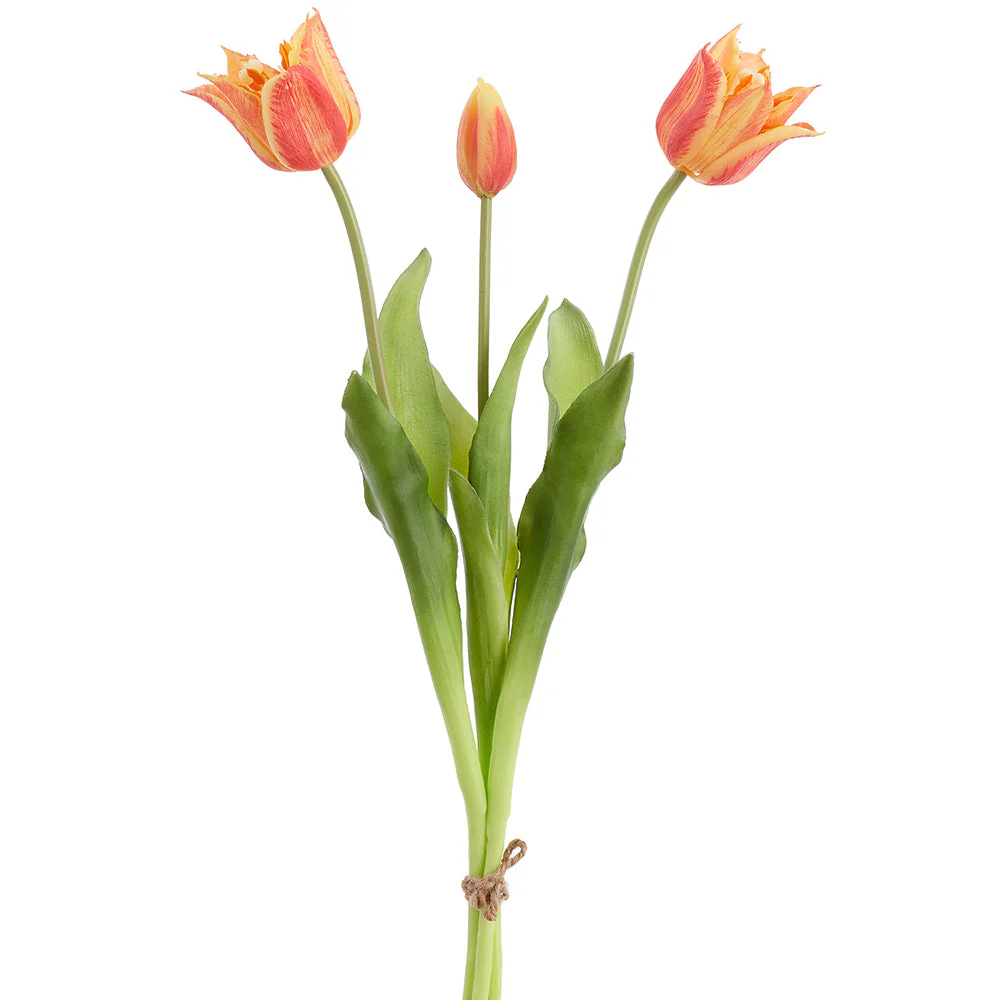 19.5" Real Touch Tulip Silk Flower Bouquet -Coral (Pack of 6)