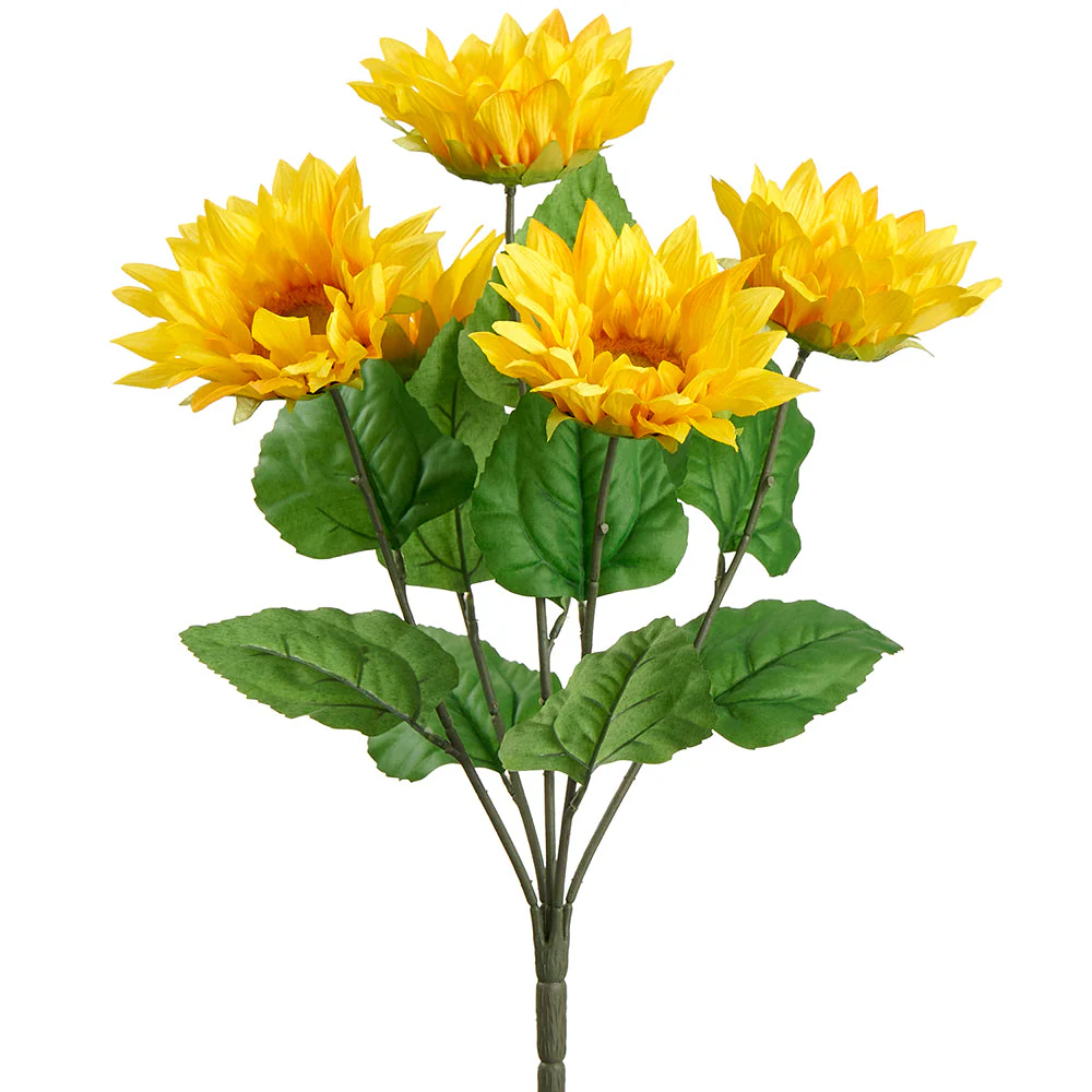 19.5" Silk Sunflower Flower Bush -Yellow (Pack of 6)