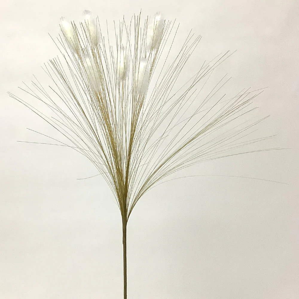 19" Artificial Bunny Tail Grass Flower Stem -Cream (Pack of 12)