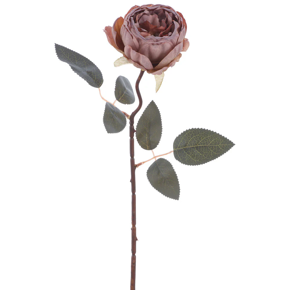 19" Cabbage Rose Silk Flower Stem -Purple/Gray (Pack of 12)