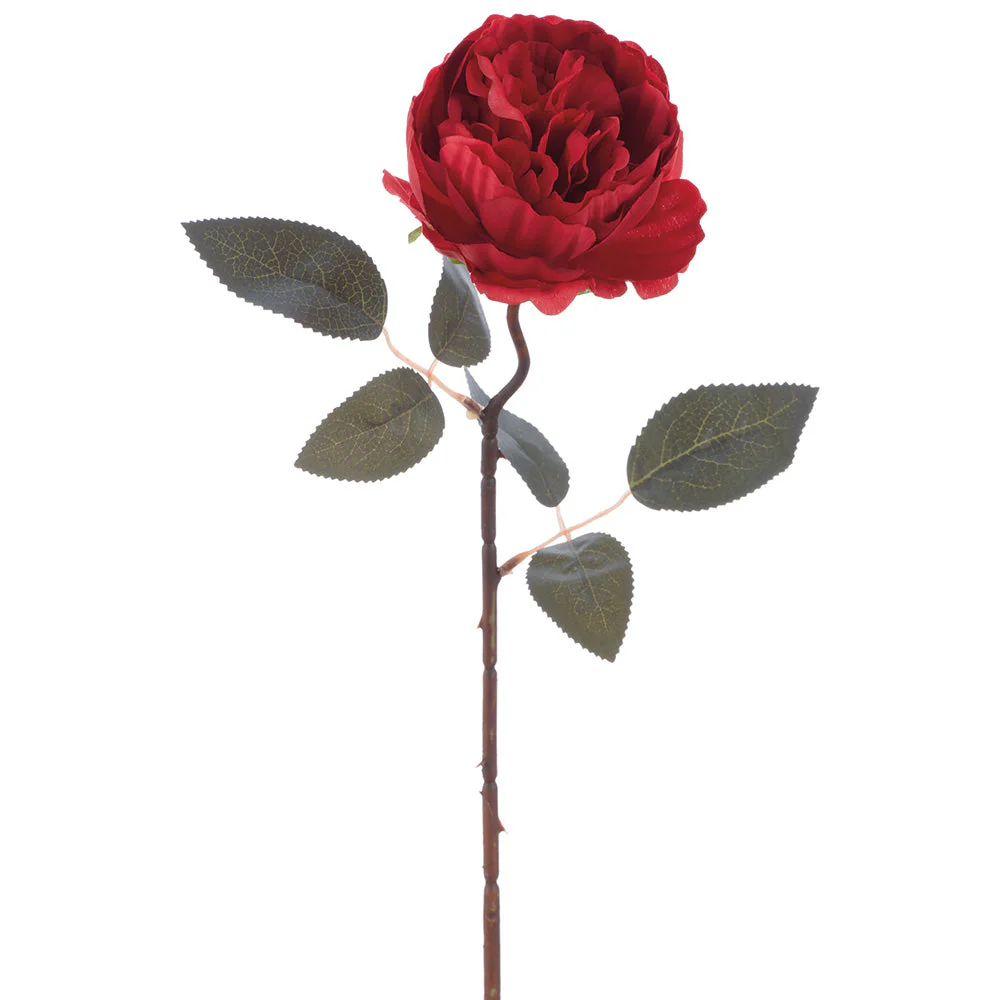 19" Cabbage Rose Silk Flower Stem -Red (Pack of 12)