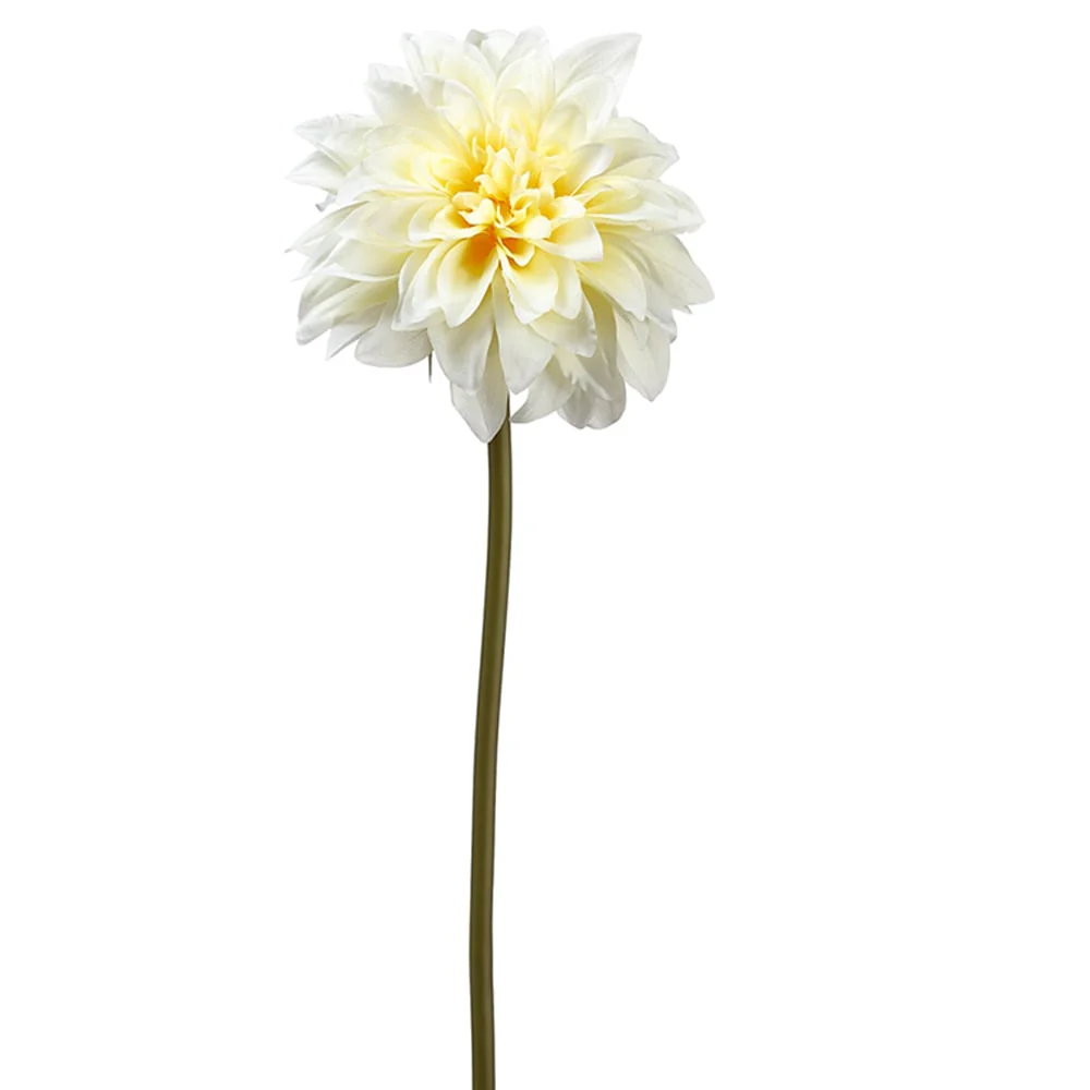 19" Dahlia Silk Flower Stem -Soft Yellow (Pack of 12)