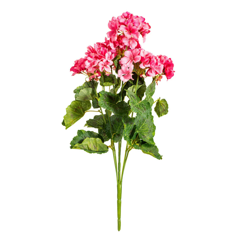 19" Faux Geranium Flower Bush -Coral (Pack of 6)