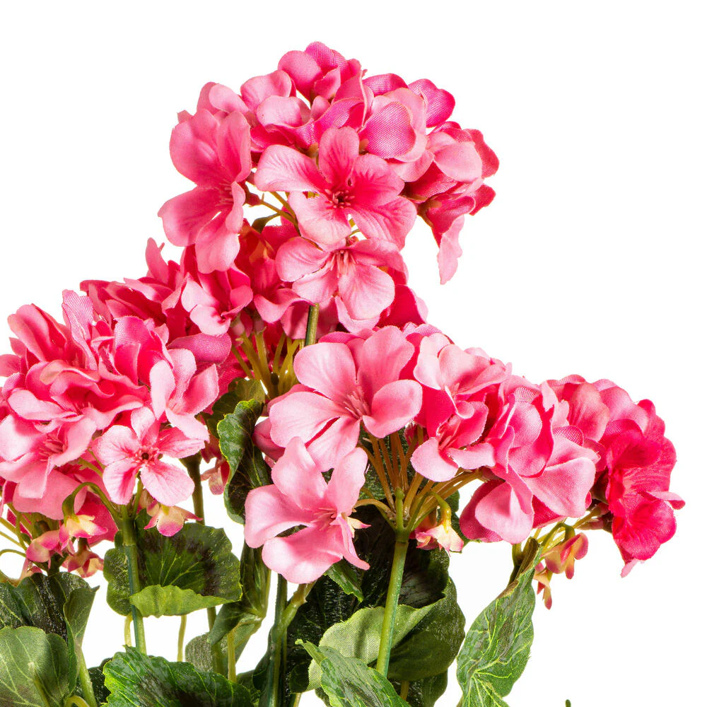19" Faux Geranium Flower Bush -Coral (Pack of 6) - Image 2