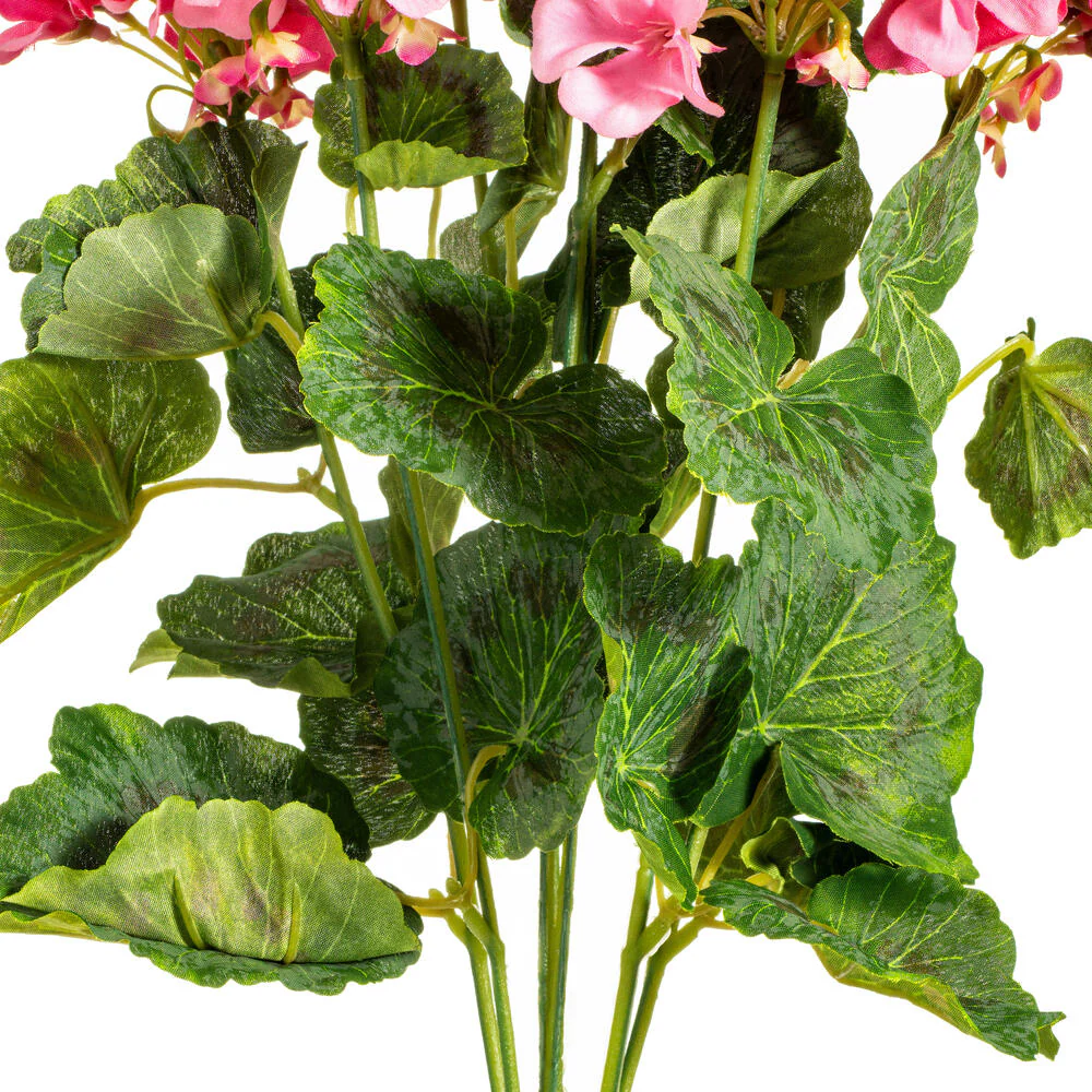 19" Faux Geranium Flower Bush -Coral (Pack of 6) - Image 3
