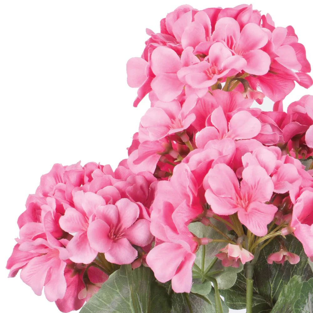 19" Faux Geranium Flower Bush -Coral (Pack of 6) - Image 5