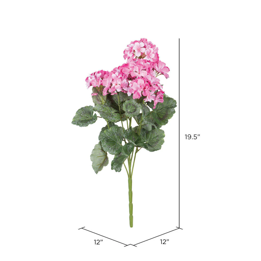 19" Faux Geranium Flower Bush -Light Pink (Pack of 6) - Image 5