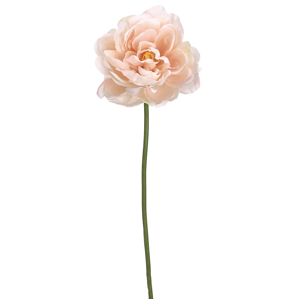 19" Faux Peony Silk Flower Stem -Soft Pink (Pack of 12)