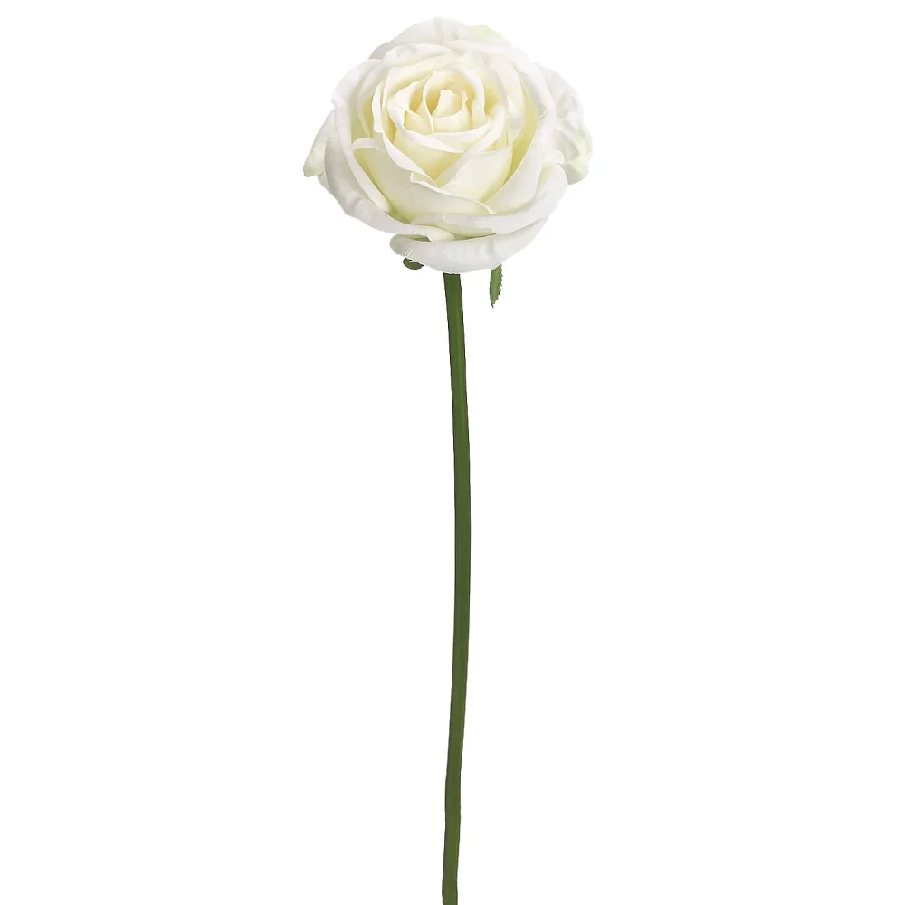 19" Faux Rose Silk Flower Stem -White (Pack of 12)