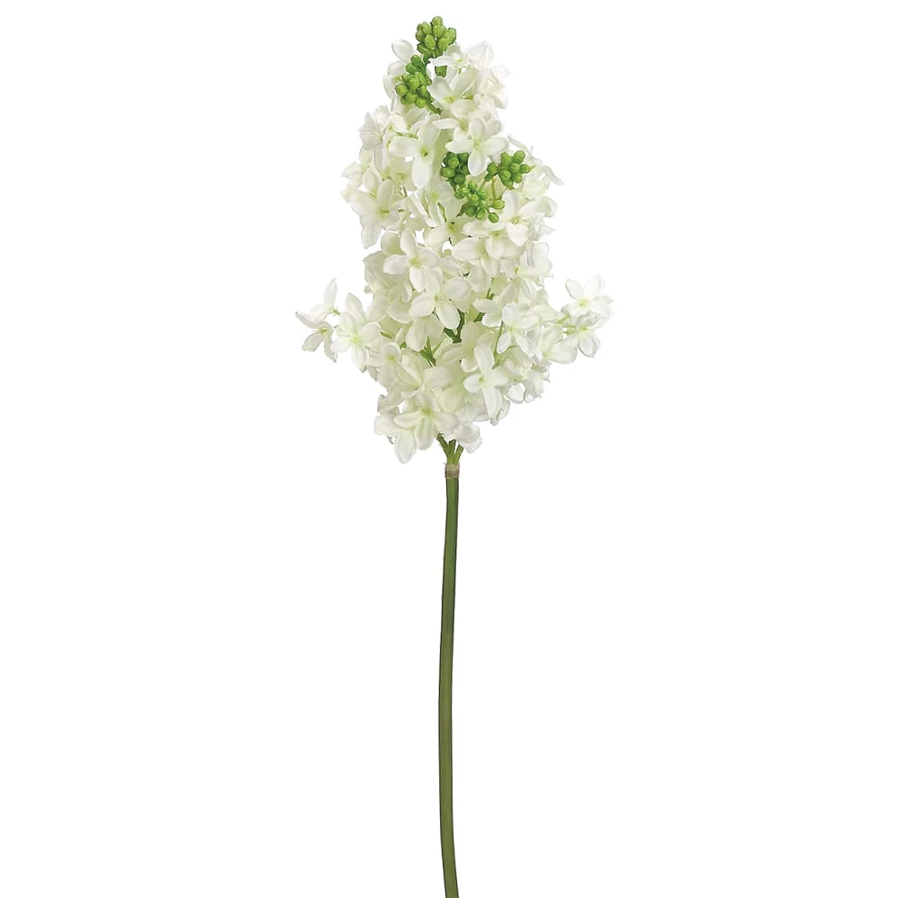 19" Lilac Silk Flower Stem -White (Pack of 12)
