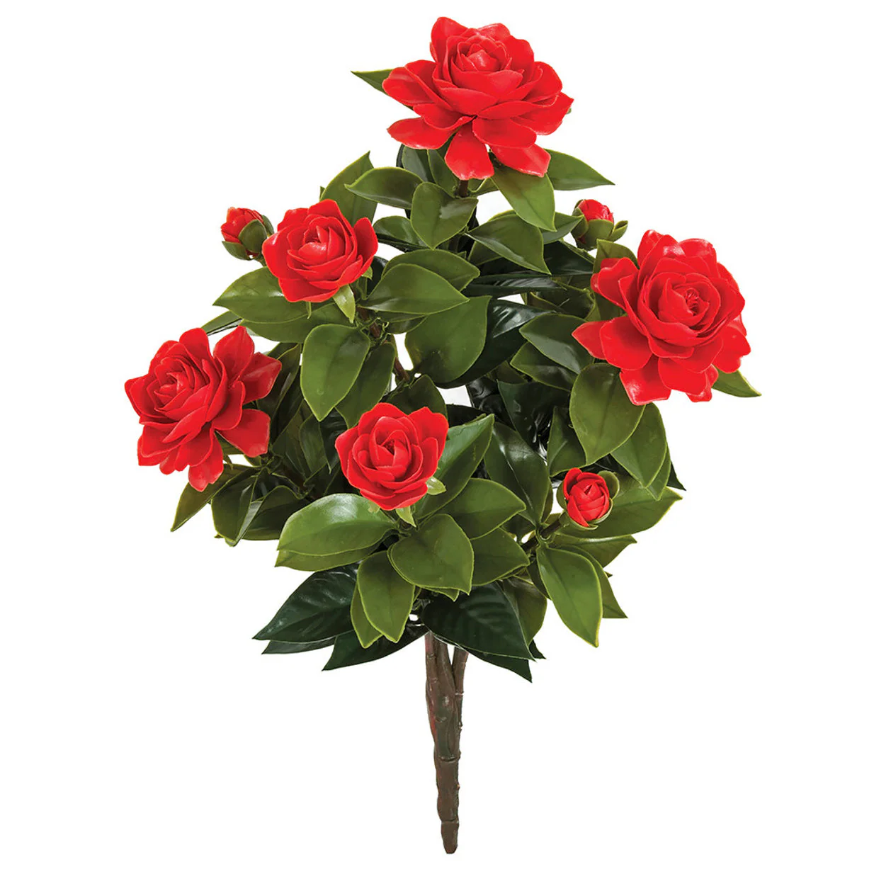 19" Outdoor UV-Proof Artificial Gardenia Flower Bush -Red (Pack of 4)