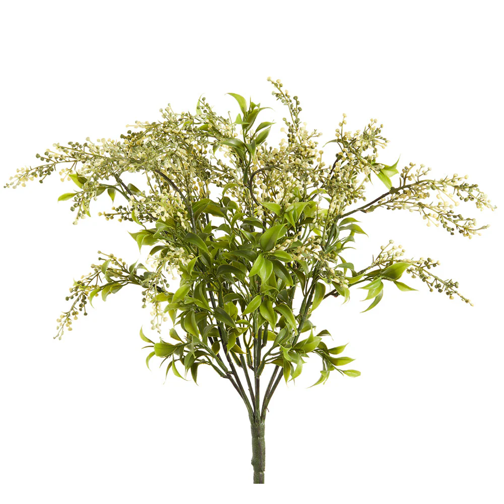 19" PE Soft-Touch Blooming Sedum Artificial Flower Bush -Cream/Green (Pack of 12)