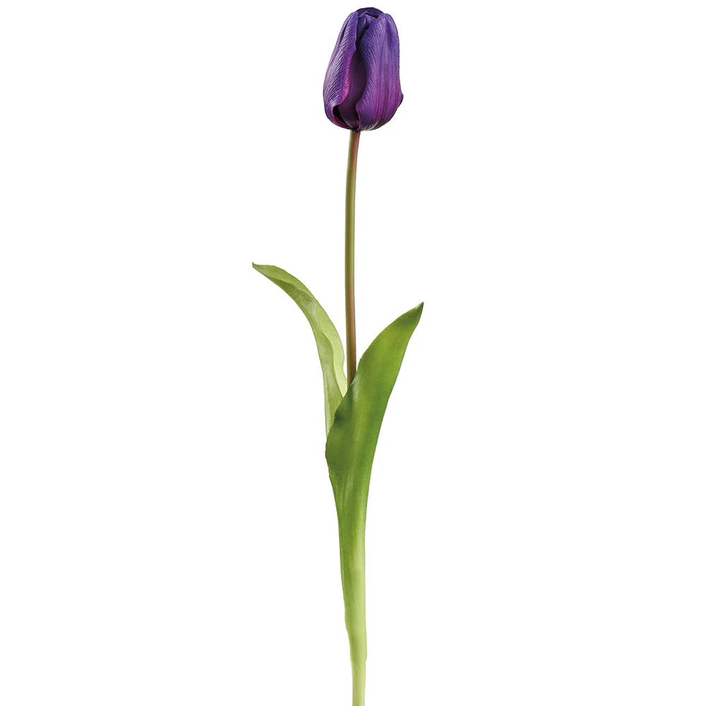 19" Real Touch Tulip Silk Flower Stem -Purple (Pack of 12)