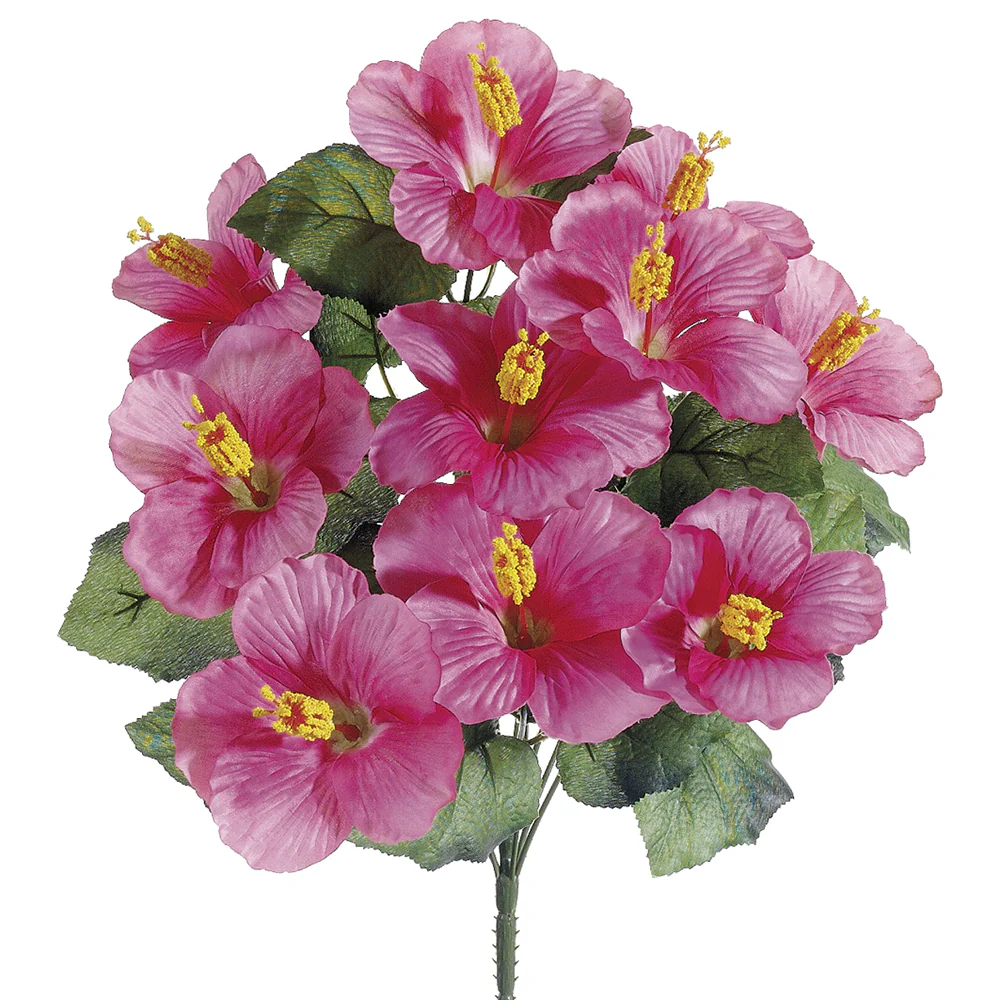19" Silk Hibiscus Flower Bush -Pink (Pack of 12)