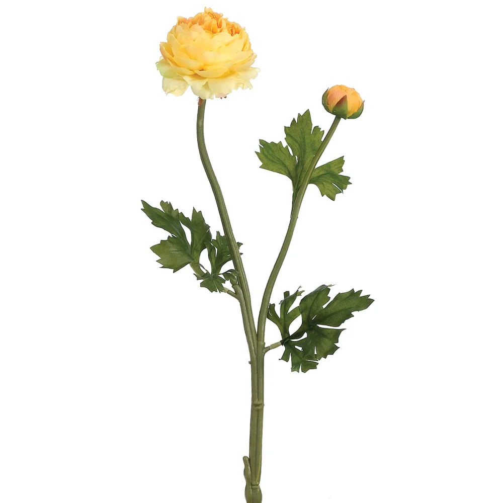 19" Silk Ranunculus Flower Spray -Yellow (Pack of 12)
