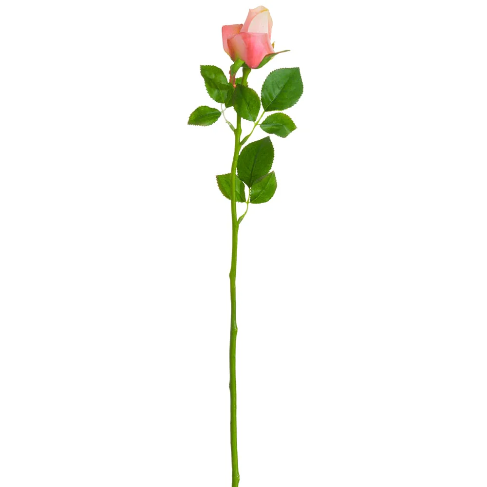 19" Silk Rose Bud Flower Stem -Pink (Pack of 12)