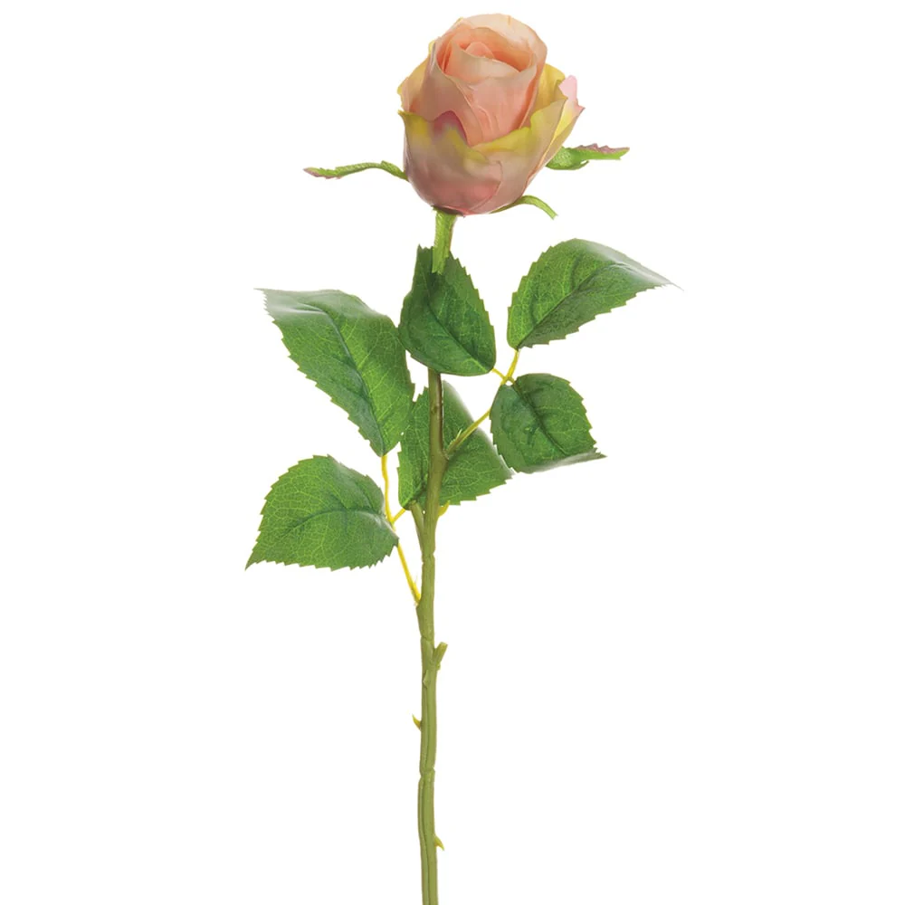 19" Silk Rose Bud Flower Stem -Rose/Green (Pack of 12)