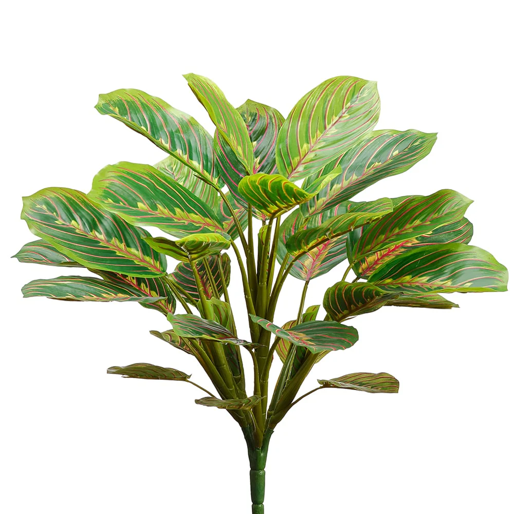 19" Silk Round Peacock Leaf Plant -33 Leaves -Green/Mauve (Pack of 6)