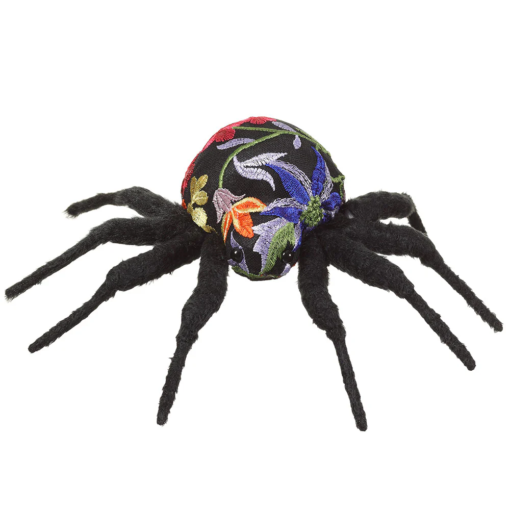 2.4" Halloween Floral Spider -Black (Pack of 12)
