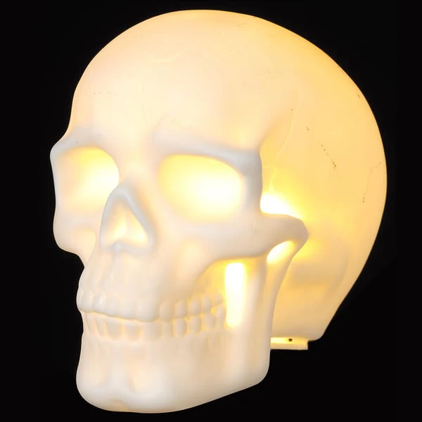 2.9" Battery Operated Halloween Skull With Light -Cream (Pack of 6) - Image 2