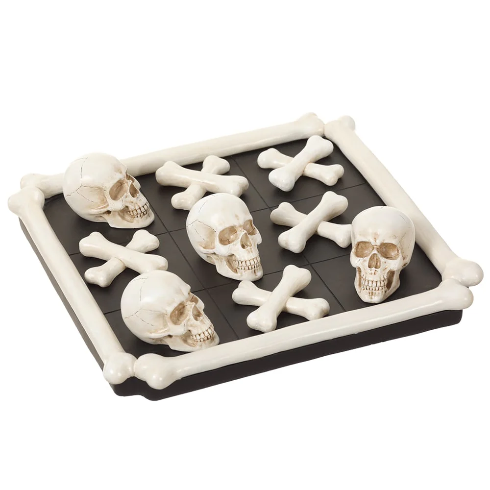 2" Halloween Skull & Skeleton Tic Tac Toe -Cream (Pack of 4)
