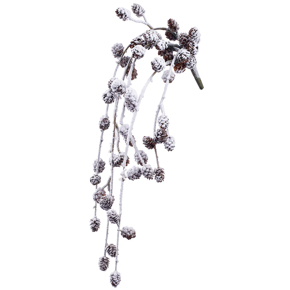 20.5" Flocked Artificial Pinecone Twig Stem -White/Brown (Pack of 12)