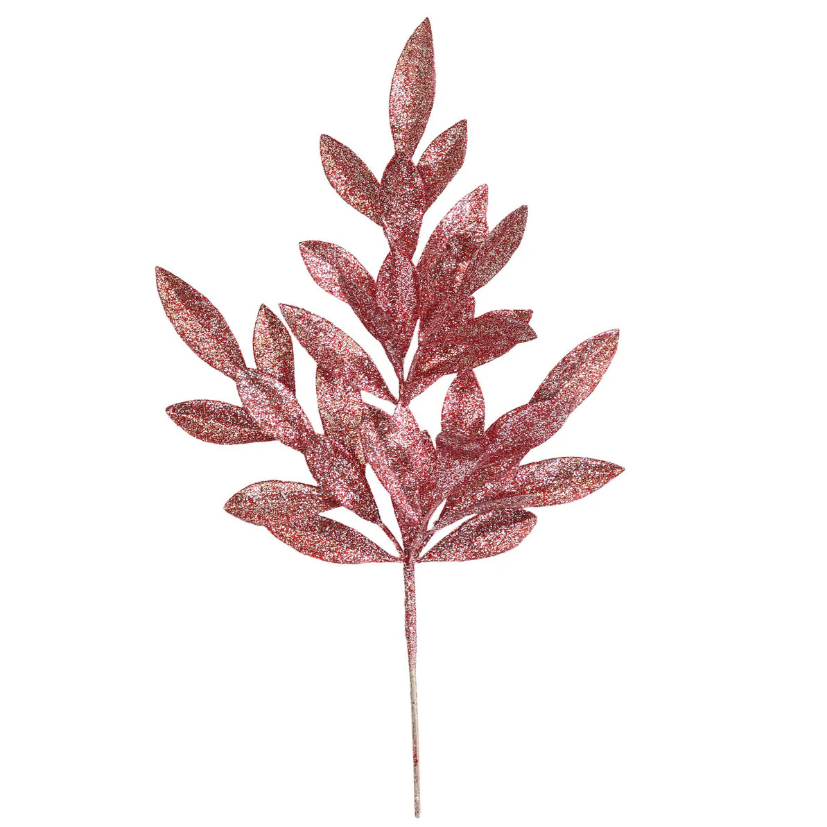 20.5" Glittered Artificial Bay Leaf Stem -Rose/Gold (Pack of 24)