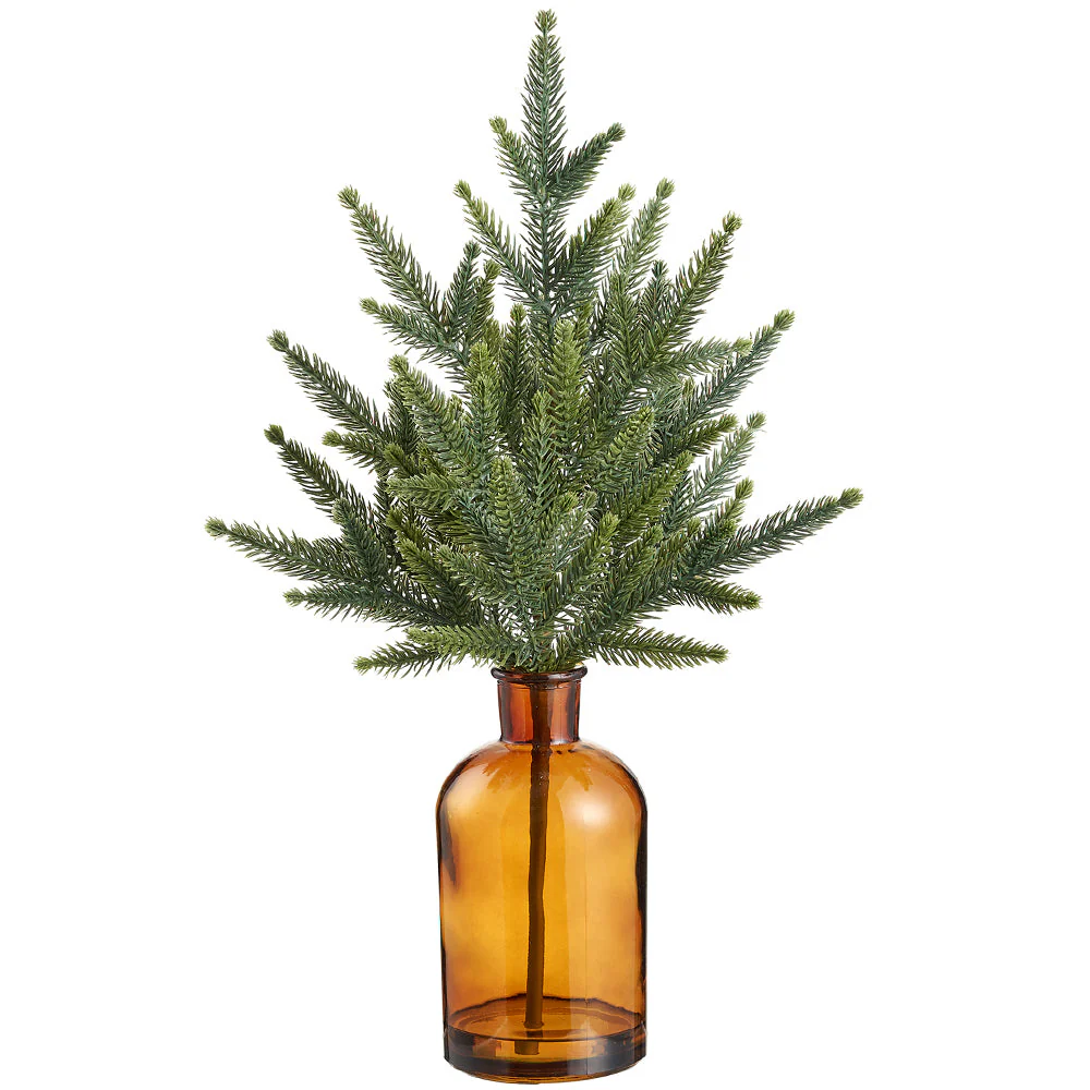 20.5" Pine Artificial Arrangement w/Glass Vase -Green (Pack of 4)
