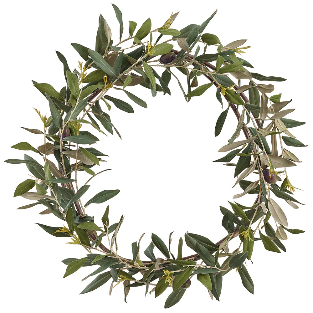 20" Artificial Olive Leaf Wreath -Green (Pack of 2)