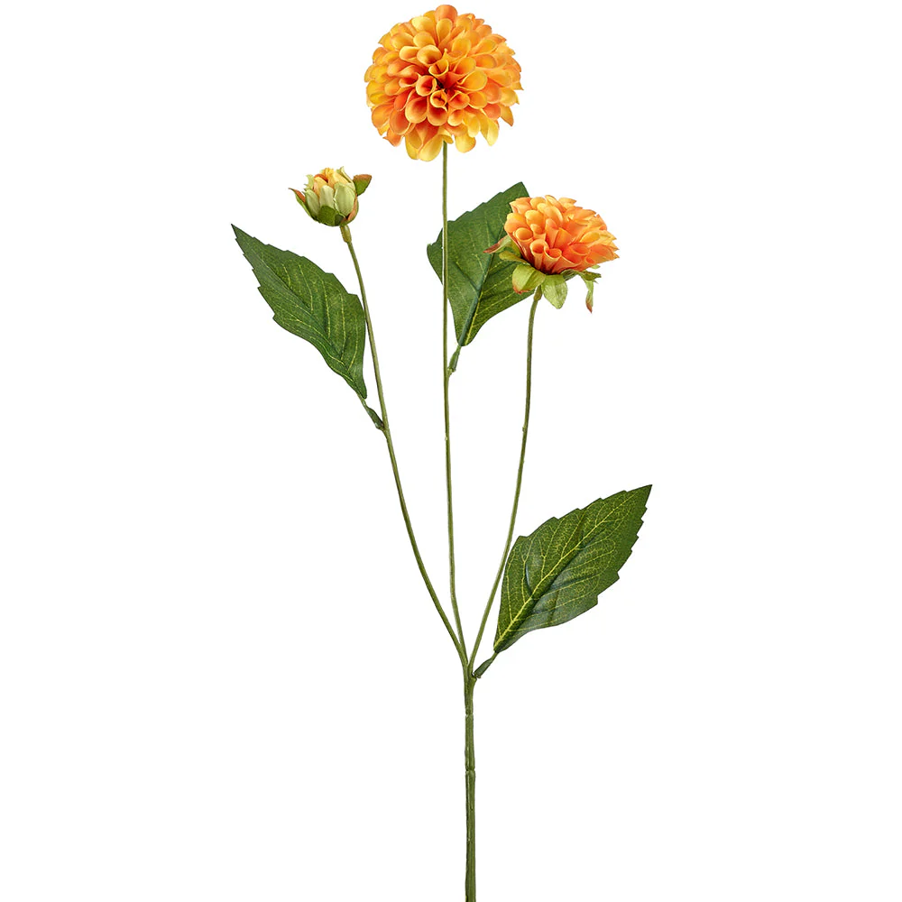20" Dahlia Silk Flower Stem -Yellow/Orange (Pack of 12)
