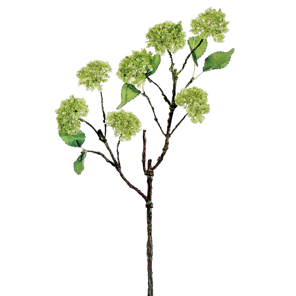20" Hand-Wrapped Silk Snowball Flower Spray -Green (Pack of 12)