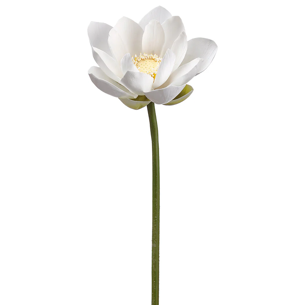 20" Lotus Faux Flower Stem -White (Pack of 6)